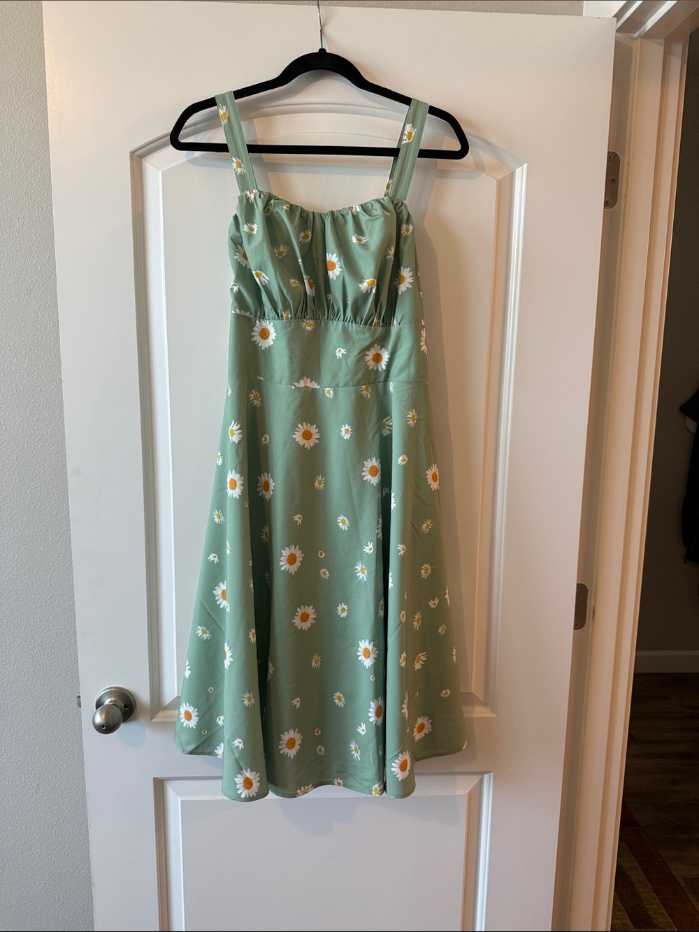 Sage Green Daisy Sundress with Adjustable Straps